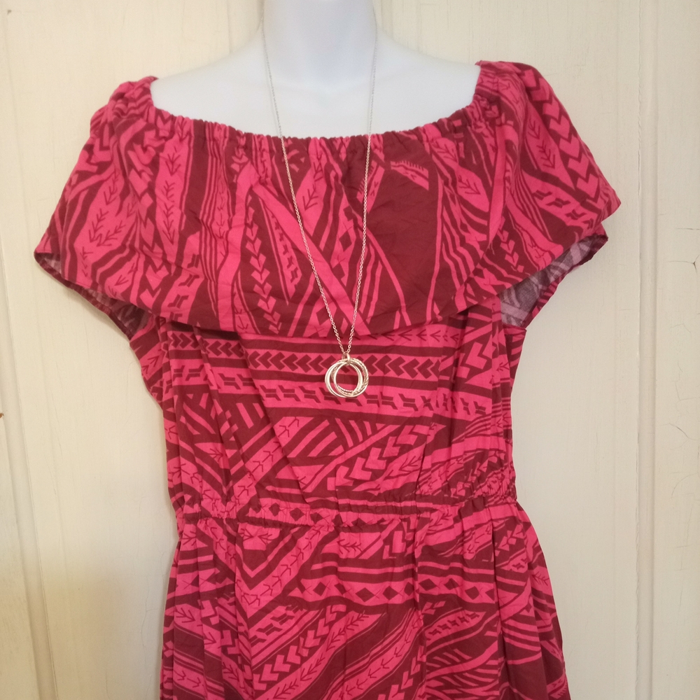 Pink Patterned Midi Dress - Picture 4 of 6